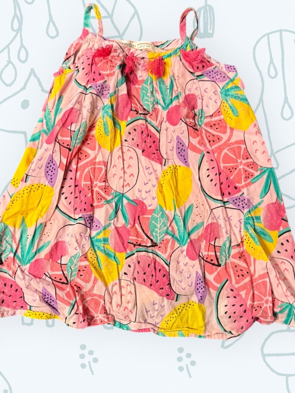 Girls' Pink Fruit-Print Summer Dress